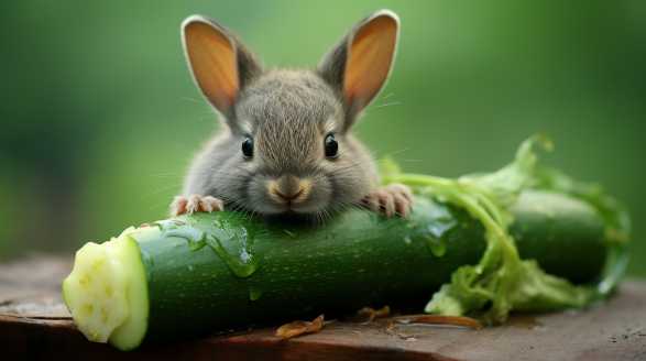 rabbit eating zucchini