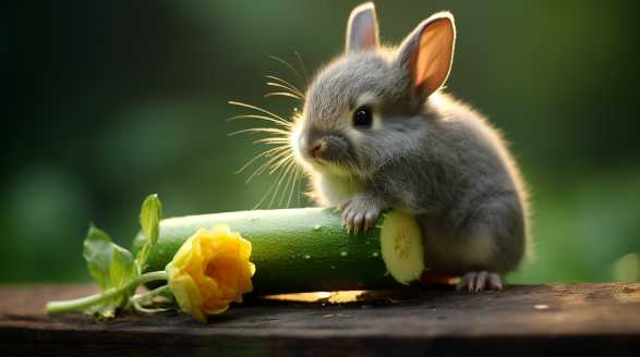 rabbit eating zucchini