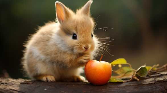 rabbit eating peach
