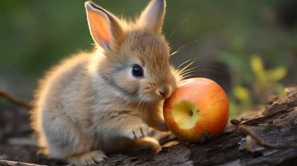 rabbit eating peach