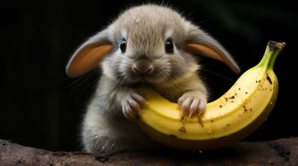 rabbit eating banana