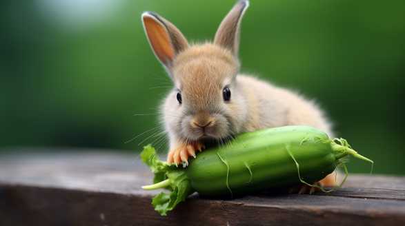 rabbit eating green pepper