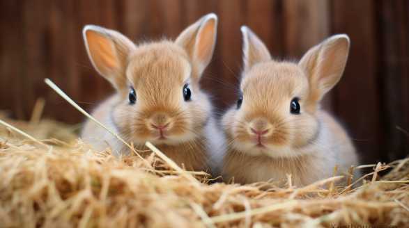 rabbit eating alfalfa hay