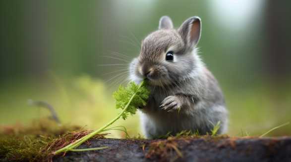 rabbit eating dill