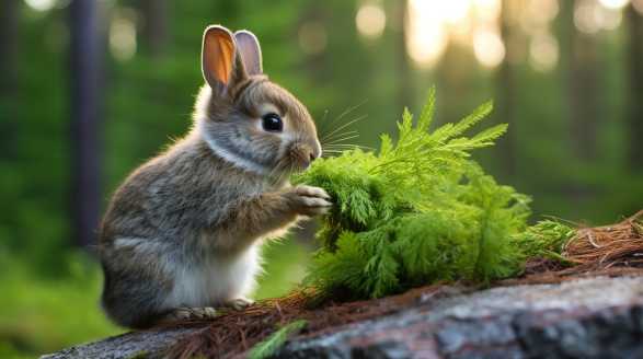 rabbit eating dill