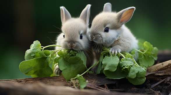 rabbit eating turnip greens