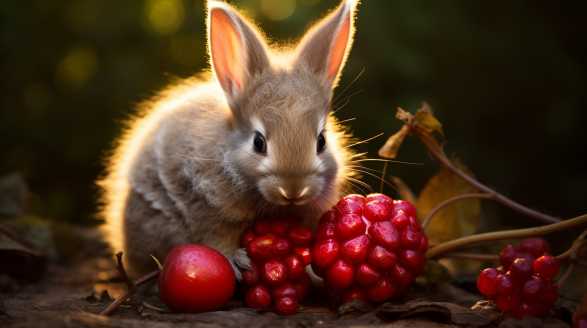 rabbit eating pomegranate