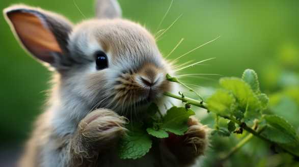 rabbit eating mint