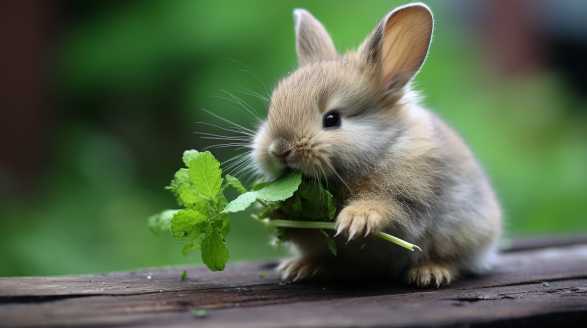 rabbit eating mint