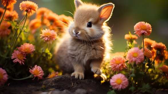 rabbit eating dahlias