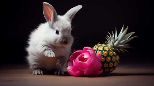 rabbit eating dragonfruit