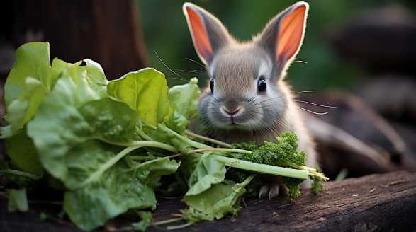 rabbit eating Swiss chard