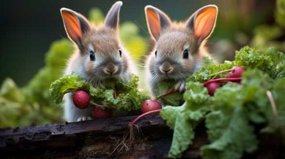 rabbit eating Swiss chard