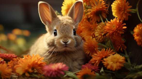 rabbit eating mums