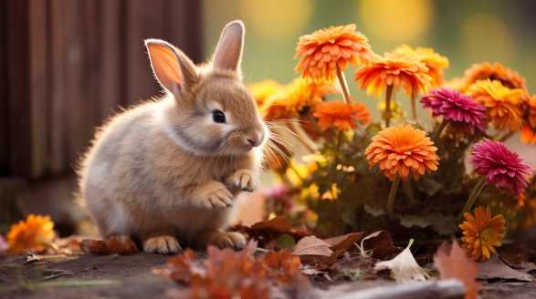 rabbit eating mums