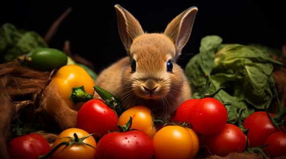 rabbit eating sweet pepper