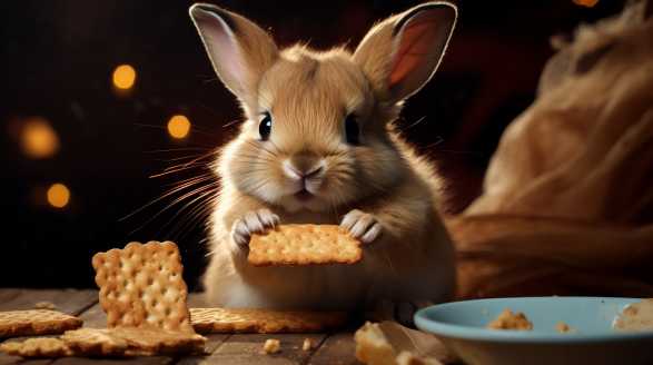 rabbit eating cracker