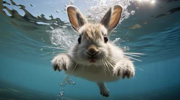 rabbit swimming