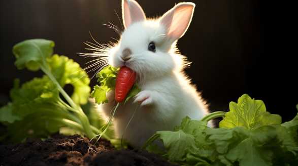 rabbit eating radish