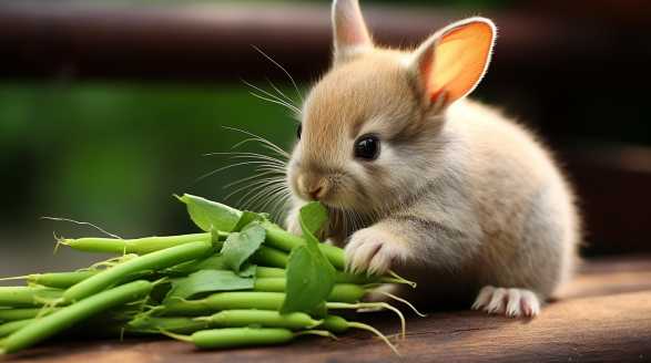 rabbit eating green beans
