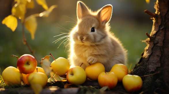 rabbit eating pears
