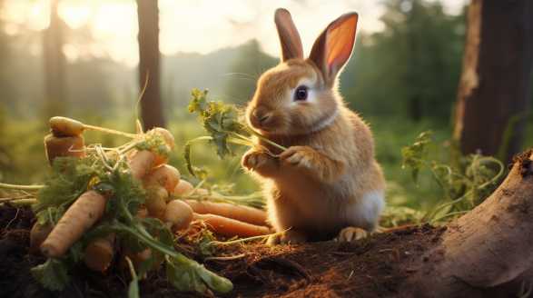rabbit eating parsnips