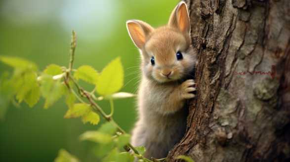 rabbit climbing tree