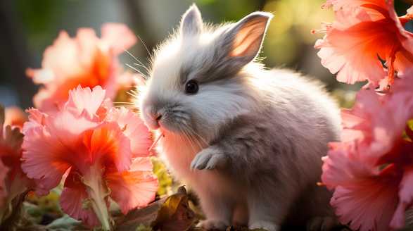 rabbit eating hibiscus