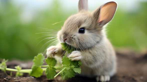 rabbit eating oregano