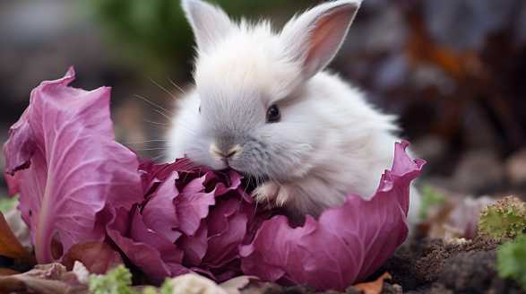 rabbit eating radicchio