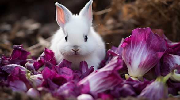 rabbit eating radicchio