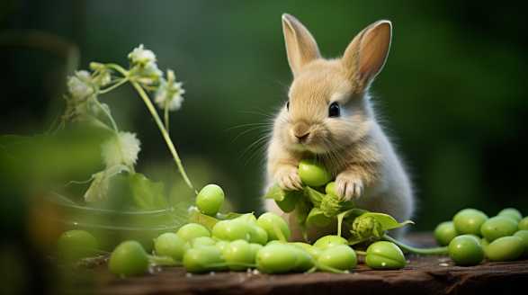 rabbit eating peas