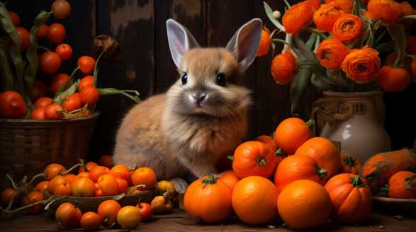 rabbit eating persimmon