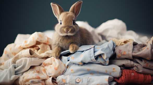 rabbit biting clothes