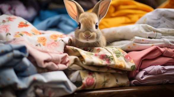 rabbit biting clothes