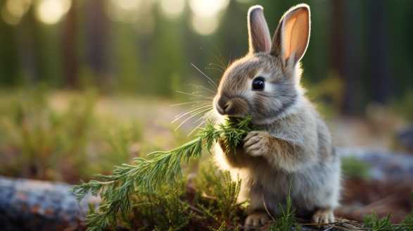rabbit eating rosemary