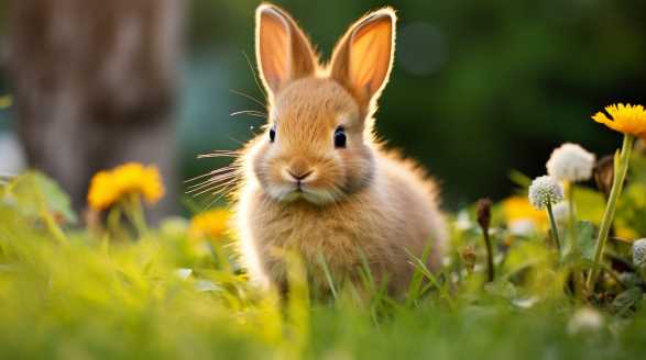 rabbit destroying lawn
