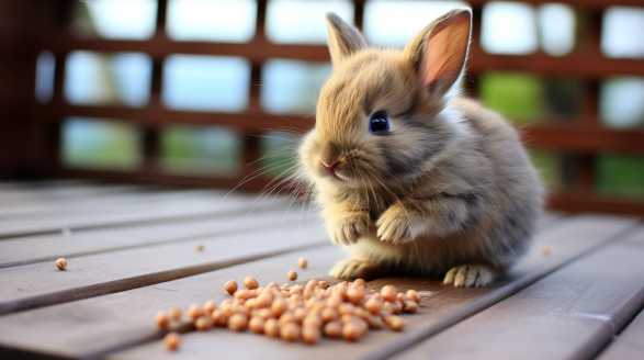 rabbit eating pellets