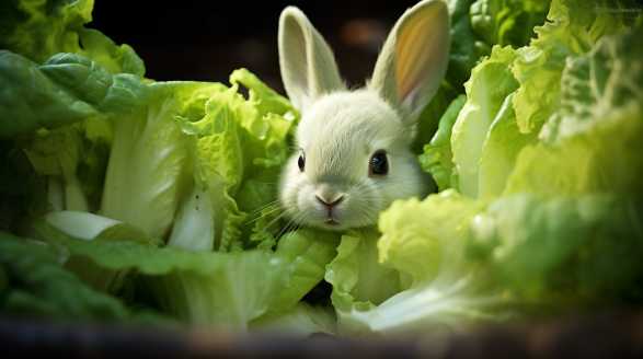 rabbit eating Napa cabbage