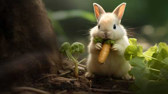 rabbit eating turnips
