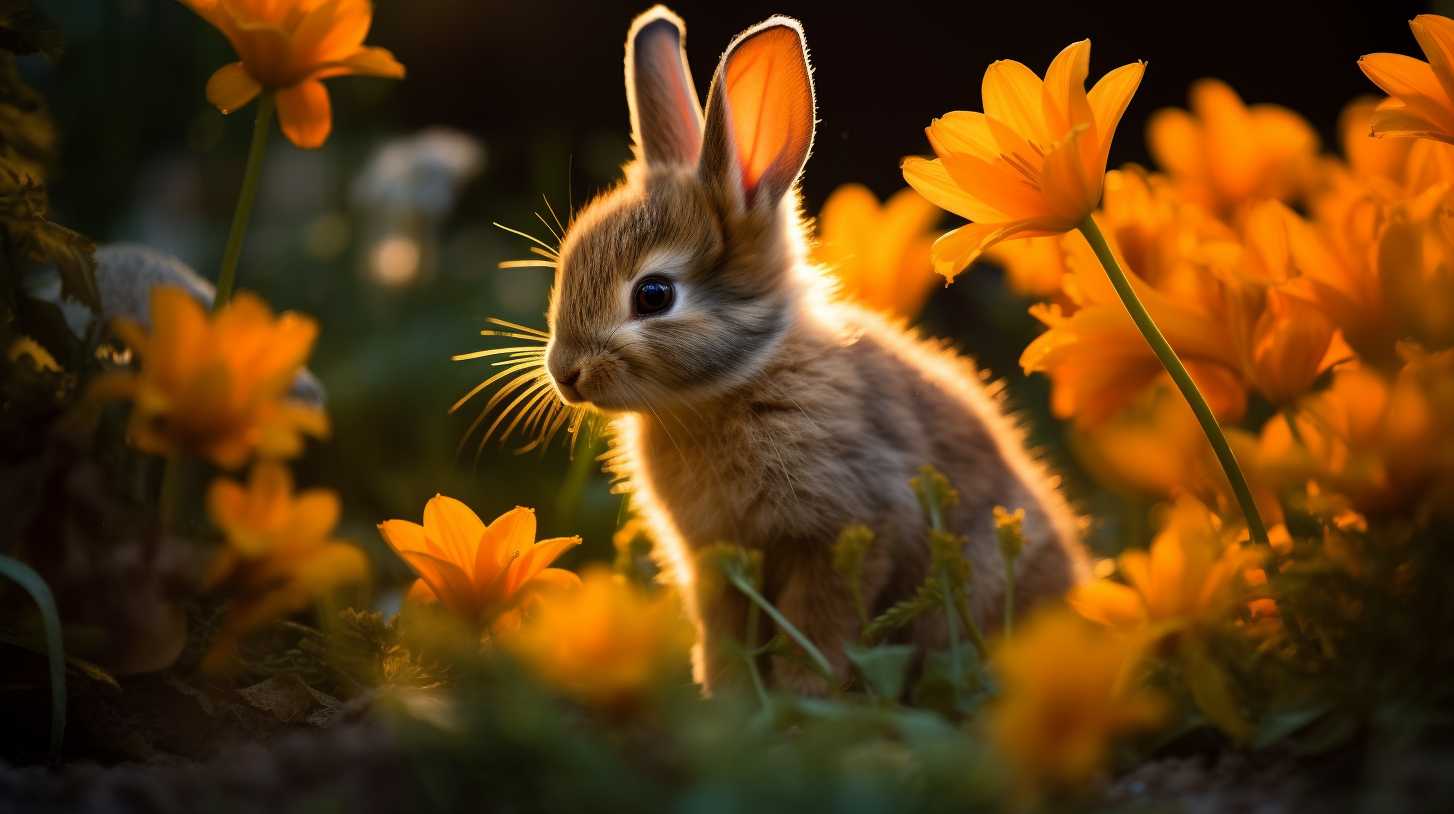 rabbit eating daylilies