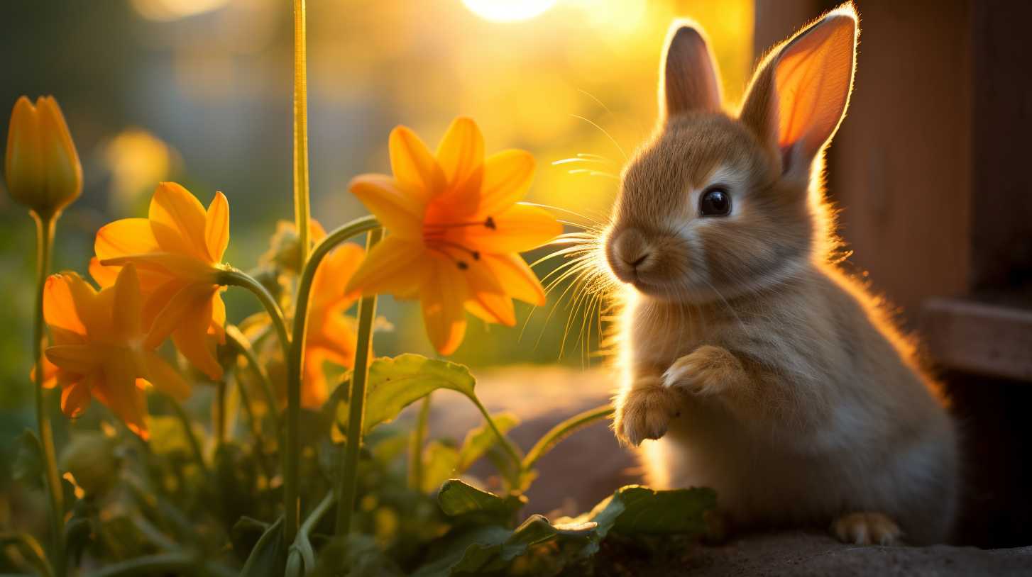 rabbit eating daylilies